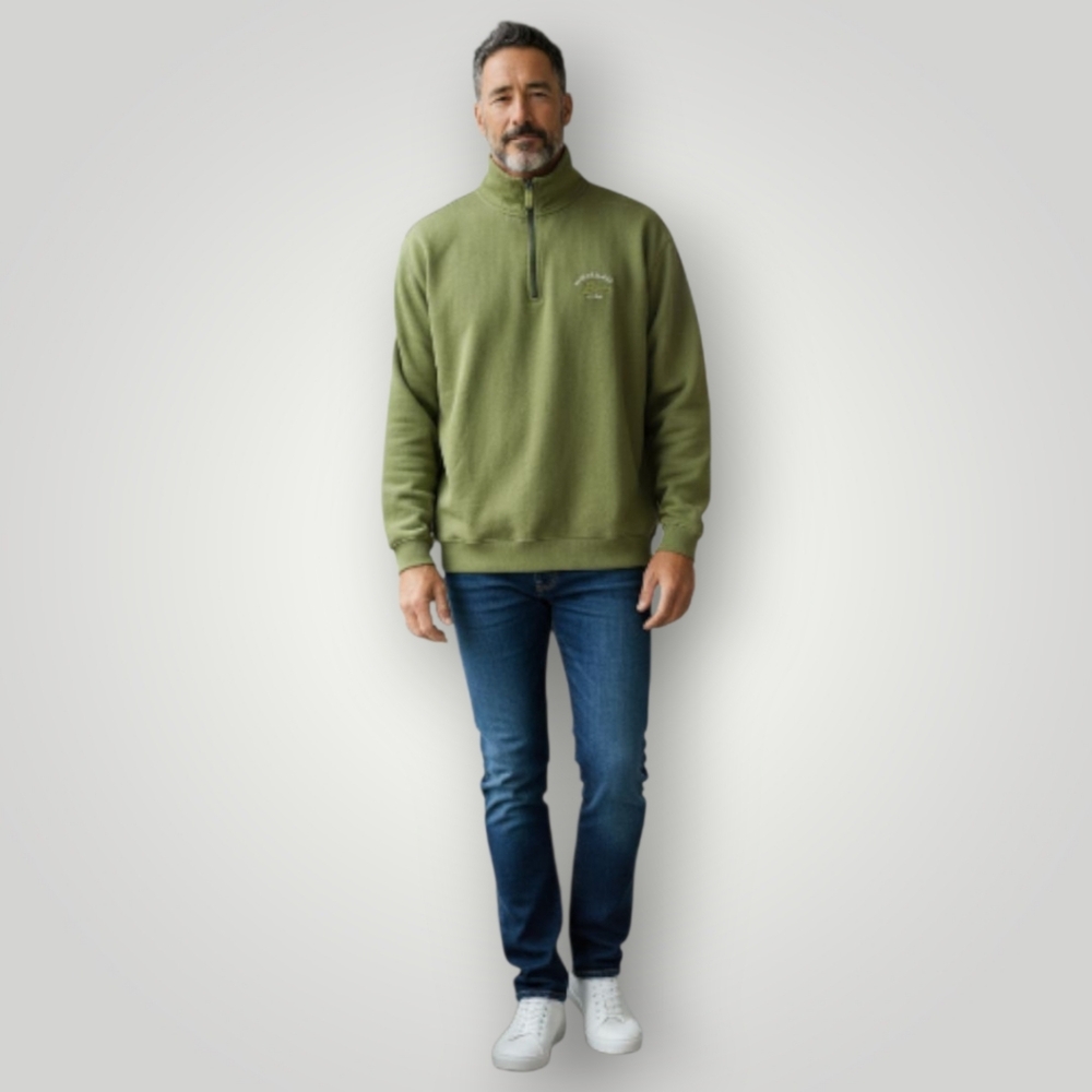 Tommy Bahama Men’s XL 100% Cotton Quarter Zip Pullover Sweatshirt Olive Green‎